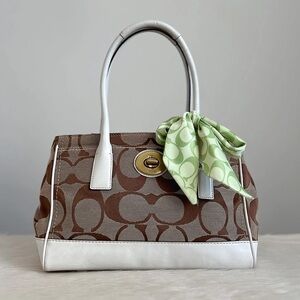 Coach Signature Monogram Turn Lock Scarf Shoulder Bag. EUC!
